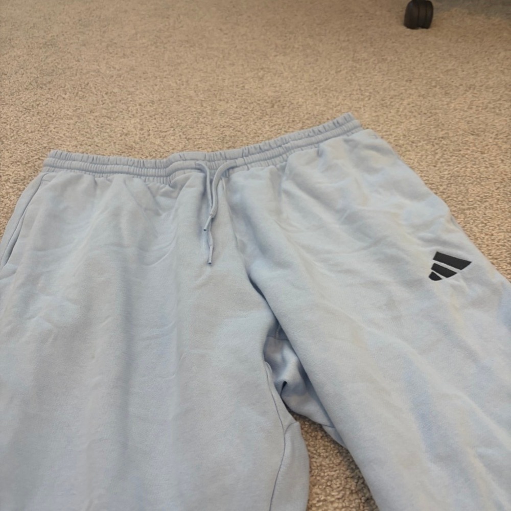 Adidas Mens Essentials French Terry Tapered Cuff Joggers Light Blue XL IN6075 - Picture 2 of 10
